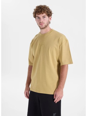 Ted Baker Sarı Erkek Bisiklet Yaka Oversize Baskılı T-Shirt TBMRTS2074