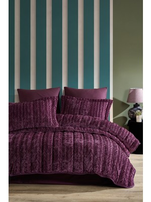 Elart Velvet Comfort Set Uyku Seti Çift Kişilik Kadife 6 parça (230x220cm) Mürdüm