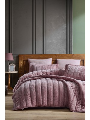 Elart Velvet Comfort Set Uyku Seti Çift Kişilik Kadife 6 parça (230x220cm) Gülkurusu