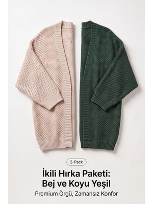 Liarca 2 Trend Renk Bir Arada Avantaj Paketi - Yarasa Kol Ince Triko Kadın Hırka Seti Salaş Mevsimlik Hafif Çantada Taşınabilir Kadın ve Genç Hırka Set