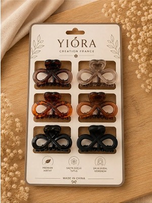 Yiora 6 Lı Mat&parlak Karışık Küçük Mandal Toka Seti Siyah&mocha&kahverengi 4cm