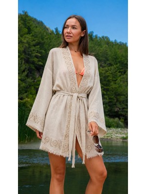 Kimono Keten Plaj Elbisesi