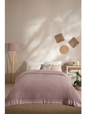 Elart Ruffle Pike Çift Kişilik (220x240 cm) Pudra