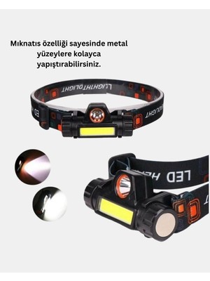 Kamp ve Doğa Için Şarjlı LED Baş Feneri – Mıknatıslı, Su Geçirmez