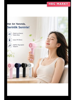 HBG Markt Mini El Fanı Renkli Ayarlanabilir Hız Ayarı Dijital Gösterge Fan Vantilatör