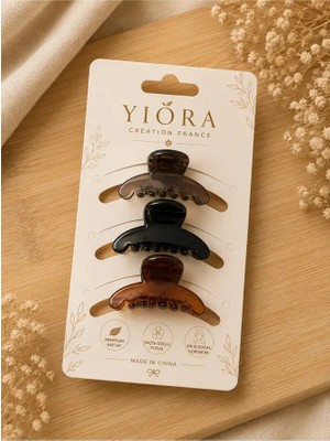 Yiora 3 Lü Küçük Mandal Toka Seti Siyah&mocha&kahverengi 4,5cm