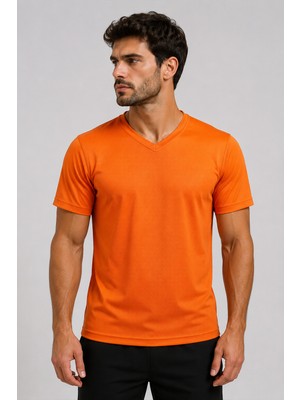 Beyome Unisex V Yaka Oversize Tişört Kadın Erkek Rahat Kesim Kısa Kollu %100 Pamuk V Yaka Tişört