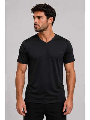 Beyome Unisex V Yaka Oversize Tişört Kadın Erkek Rahat Kesim Kısa Kollu %100 Pamuk V Yaka Tişört