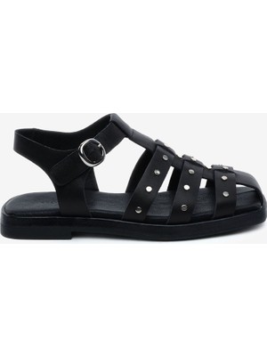 Greyder Kadın Siyah Hakiki Deri Sandalet 5Y2CS34462