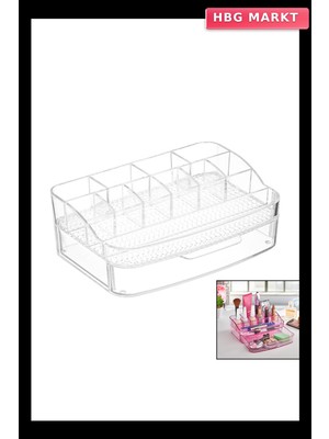 HBG Markt Makyaj Organizeri Çekmeceli 12 Bölmeli Kristal Plastik