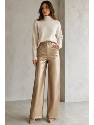 Madmext Gold Deri Basic Kadın Pantolon MG1316