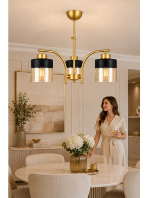 Esslight Defne 3’lü Eskitme Bal Camlı Modern Salon Mutfak Yatak Odası Avize