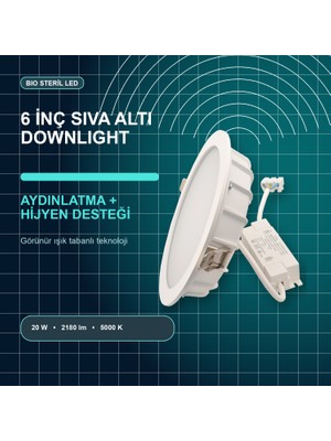 Biosteril Bio Steril LED 6 Inç Sıva Altı Downlight 20W IP40 5000K