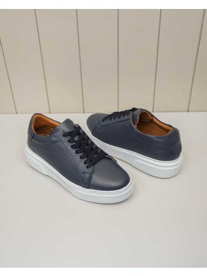 Beystil Hakiki Deri Bağcıklı Sneaker Lacivert Erkek Ayakkabı