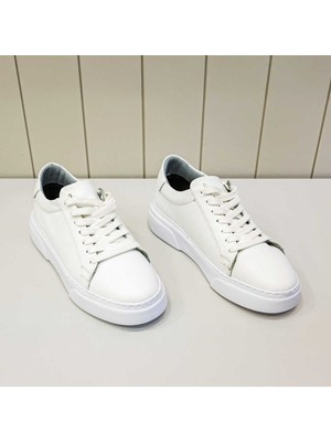 Beystil Hakiki Deri Bağcıklı Sneaker Beyaz Erkek Ayakkabı