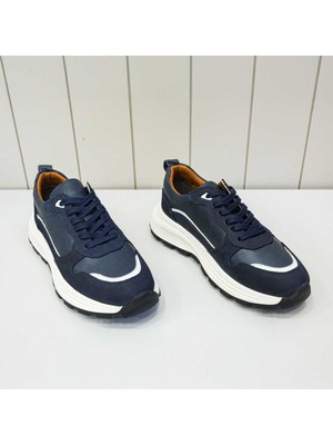 Beystil Hakiki Deri Lacivert Sneaker Erkek Ayakkabı