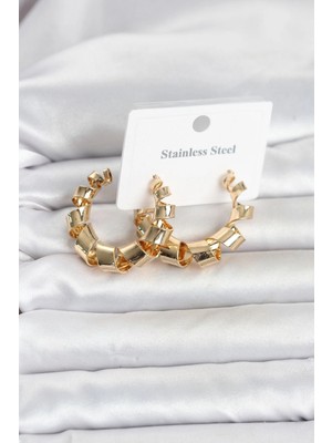 Ankaverse® 316L Çelik Gold Renk Spiral Halka Kadın Küpe