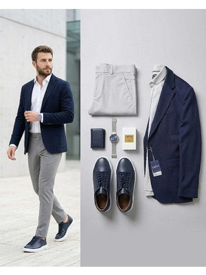 Beystil Erkek Mono Yaka Lacivert Blazer Ceket 310 - Slim Fit
