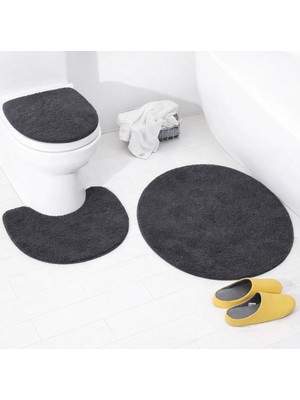 Beğendi Home Banyo Paspası Klozet Takımı 3 Lü Shaggy 80X80 YUVARLAK/50X54 /36X45