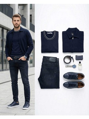 Beystil Erkek Lacivert Slim Fit Denim Kot Pantolon 485