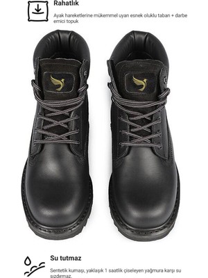 Liarca Hakiki  Deri Hafif Soğuk Geçirmez Kaymaz Kauçuk Alt ve Rahat Iç Taban Kışlık Unisex 36 37 38 39 40 4
