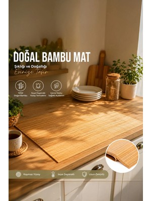 Porsima PBT-374 Ahşap Bambu Paspas Kaymaz Banyo Matı 45X70CM