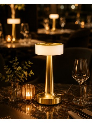 Hace Bazaar Şarjlı Gold Mantar Masa Lambası Dimmer Ayarlı Kablosuz LED Lamba