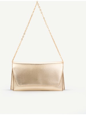 SHAKA Gold SHK350 Zincir Askılı,mıknatıslı,3 Bölmeli,kadın Abiye ve Ctutch,el ve Omuz Çantası