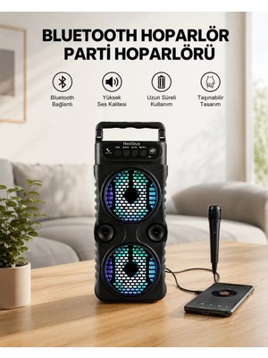 Ankaverse LED Işıklı Kablosuz Bluetooth Hoparlör Yüksek Ses Güçlü Bas Performansı Taşınabilir Şarjlı
