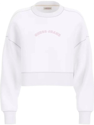 Guess Jeans Beyaz Kadın %100 Pamuk Sweatshirt W6GQB0K68I4-G011