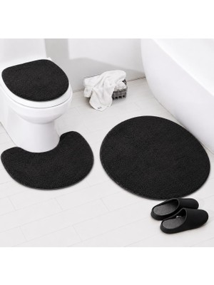 Beğendi Home Banyo Paspası Klozet Takımı 3 Lü Shaggy 80X80 YUVARLAK/50X54 /36X45