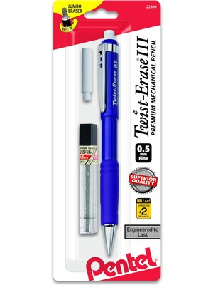 Pentel Twist-Erase Iii Kurşun ve Silgi Yedekleri ile Mekanik Kurşun Kalem (QE515LEBP)