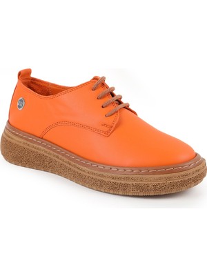 Mammamia Kadın Günlük Ayakkabı Hakiki Deri Bağcıklı Kalın Platform Taban Oxford Sneaker 26Y-7560