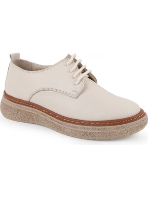 Mammamia Kadın Günlük Ayakkabı Hakiki Deri Bağcıklı Kalın Platform Taban Oxford Sneaker 26Y-7560