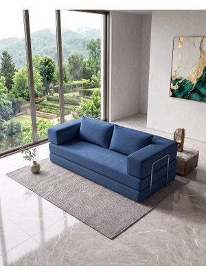 Home Decor 200X100 cm Modüler Sünger Koltuk | 200X200 cm Yatak Olabilen | Metal Destekli, Roll Pack