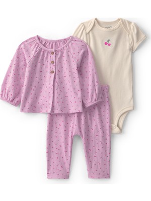 Carter's Kız Bebek 3lü Hırkalı Set Yenidoğan-12 Ay Mor
