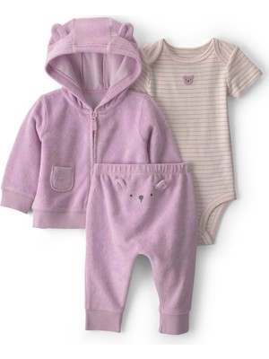 Carter's Kız Bebek 3lü Hırkalı Set Yenidoğan-12 Ay Mor