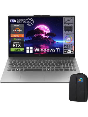 Lenovo Loq Essential Amd Ryzen 7 7735HS 32GB Ram 512GB SSD RTX3050 15.6" Fhd 144Hz Windows 11 Pro Taşınabilir Bilgisayar Asbertech Çanta