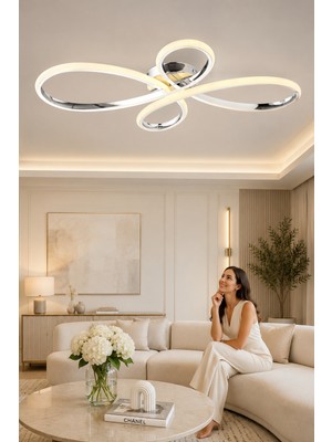 Esslight Yonca Plafonyer LED Avize 3 Renk Işık Modlu (Beyaz / Sarı / Gün Işığı)