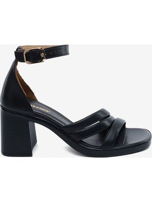 Greyder Kadın Siyah Hakiki Deri Topuklu Sandalet 5Y2WS59245