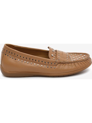 Greyder Kadın Taba Hakiki Deri Loafer Ayakkabı 5Y2CA34392