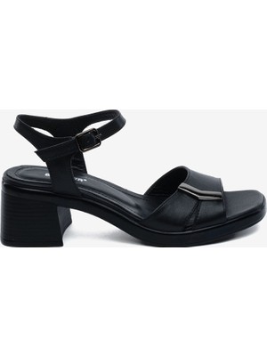 Greyder Kadın Siyah Hakiki Deri Topuklu Sandalet 5Y2WS59244