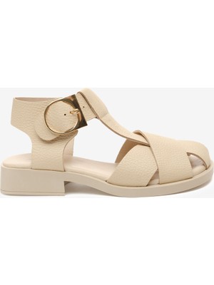 Greyder Kadın Bej Hakiki Deri Sandalet 5Y2AS59013