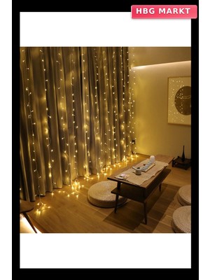 HBG Markt 8 Fonksiyonlu 200 LED 10 Saçak Şerit LED 2x2 Perde Ip LED (Gün Işığı) (5647)