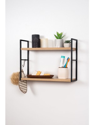 Mudesa Metal Ahşap  Banyo Duvar Rafı Duvar Monte Banyo Organizer