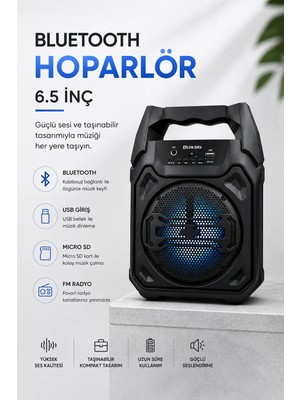 Mikrofonlu Bluetooth Ses Sistemli Usb, Micro Sd, Fm ve Uzun Pil Ömrü