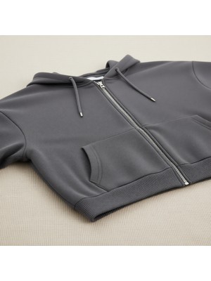 DeFacto Relax Fit Kapüşonlu Cepli Basic Fermuarlı Sweatshirt C1809AX26SP