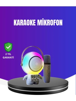 Rgb Işıklı Astronot Bluetooth Hoparlör Karaoke Mikrofonlu