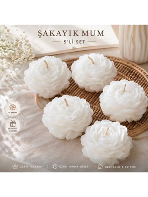 Şakayık Mum (5 Adet) (7x3 Cm) Nikah Şekeri, Sünnet, Düğün, Nişan, Söz, Kına, Doğum Günü