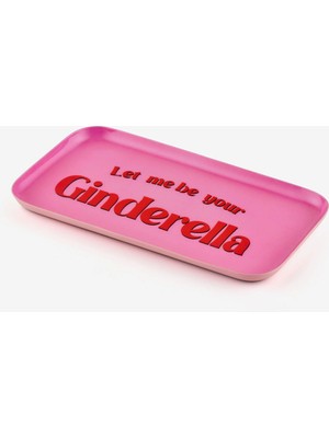 Gift Company Pembe Cam Ginderella Dekoratif Tabak 21,8X1X12 cm